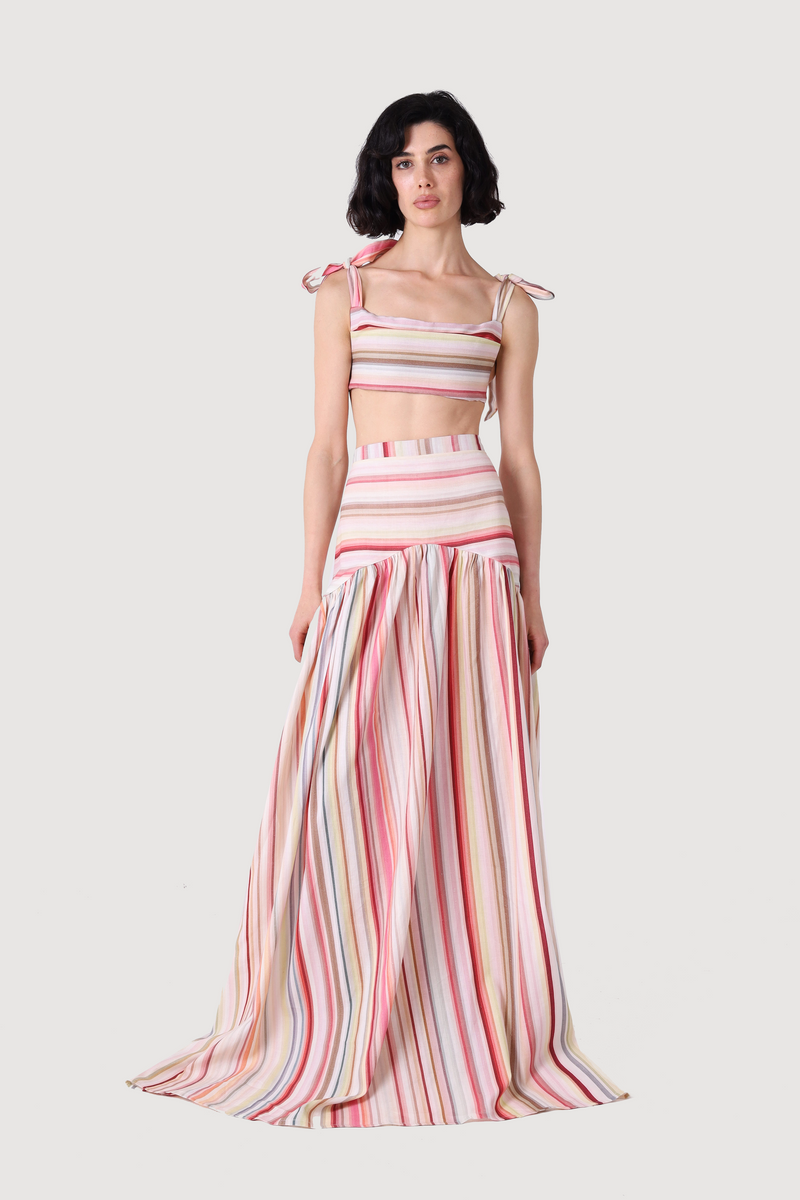 BLUSH LINEN CROPPED TOP
