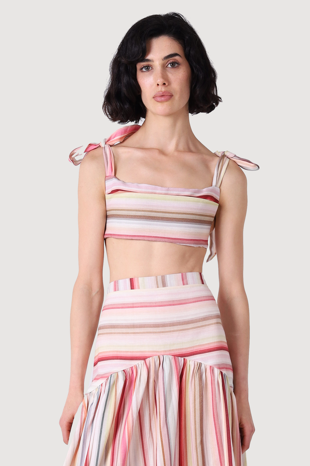 BLUSH LINEN CROPPED TOP