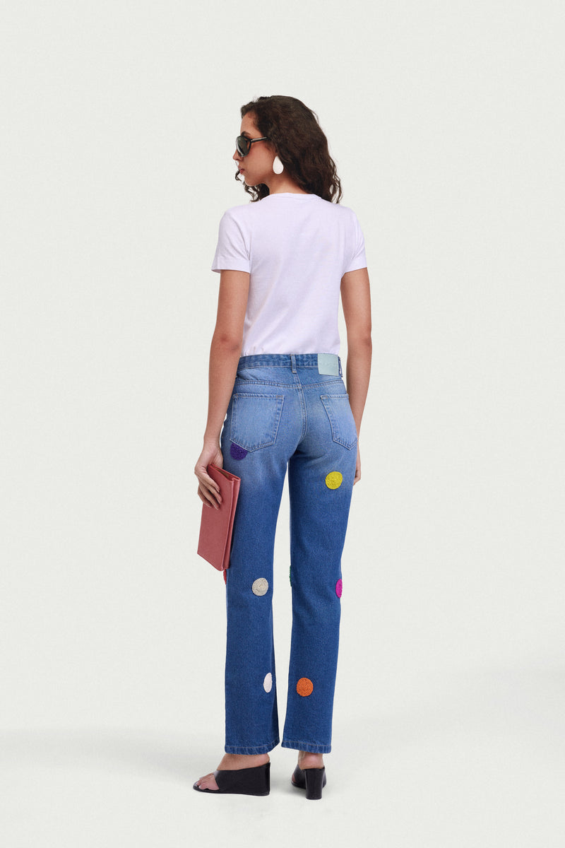MALIKA HAND-EMBROIDERED DARKWASH JEANS